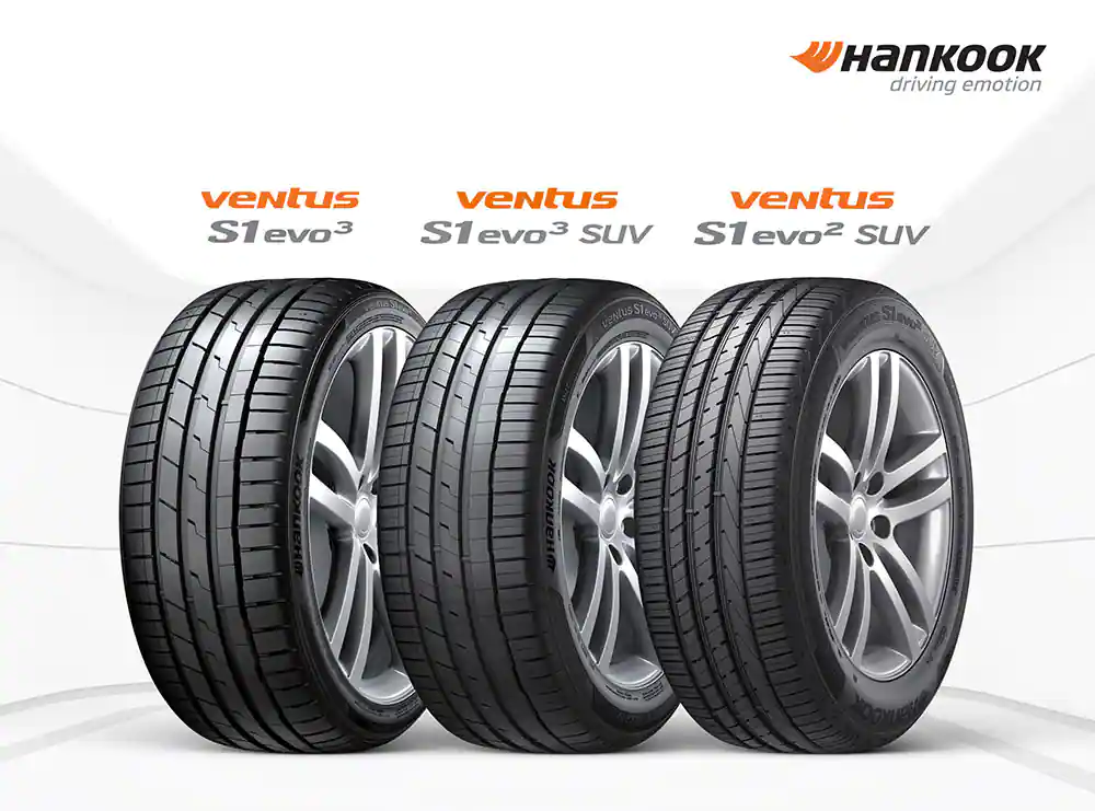 Vista de tres neumáticos Hankook Ventus