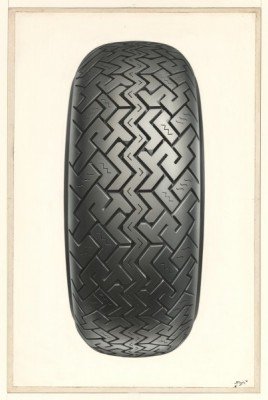 Vista de un neumático Pirelli CN36 para coches antiguos - cortesīa Pirelli Foundation