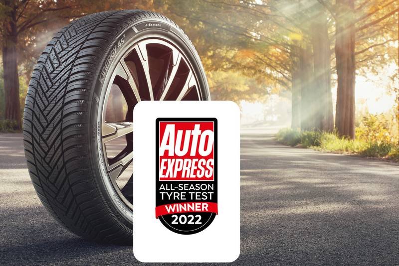 Vista del neumático Hankook Kinergy ganador del Auto Express 2022 All Season